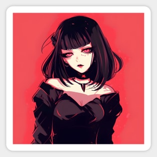 Gothic Anime Girl with In A Black Dress Sticker